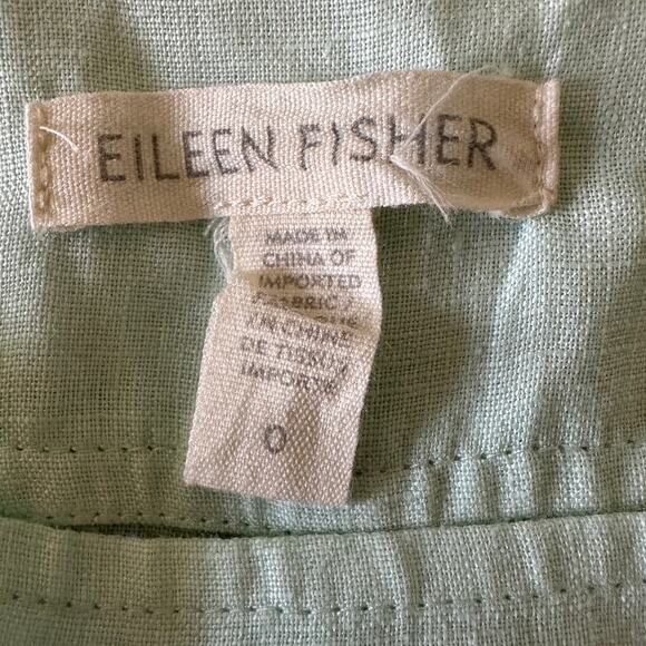 EILEEN FISHER | Mint Green Linen Wide Leg Ankle Length Pants | Size 0 - Picture 5 of 6